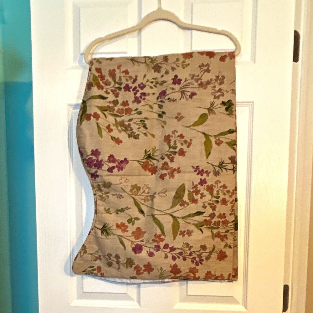 Floral Cotton Rod Pocket Valance Beige Green lot 2 fall colors 50 x 18